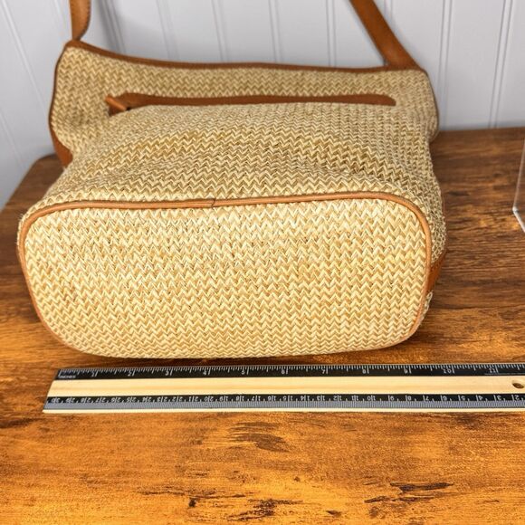 Pantera Women's Tan Woven Genuine Leather Shoulder Crossbody Purse Shoulder Bag - Picture 8 of 12